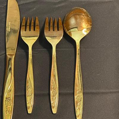 Gold Toned Bamboo Silverware Made in Japan
