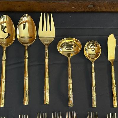 Gold Toned Bamboo Silverware Made in Japan