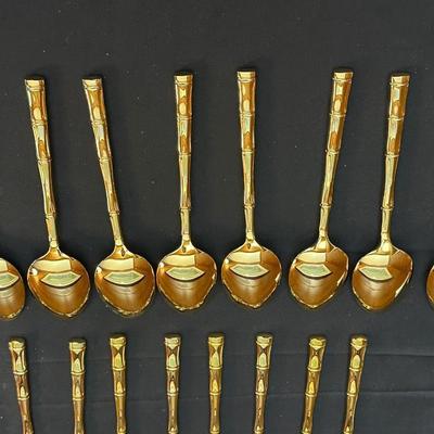Gold Toned Bamboo Silverware Made in Japan