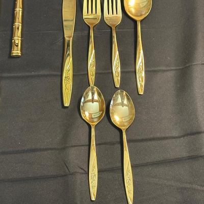Gold Toned Bamboo Silverware Made in Japan