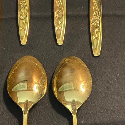 Gold Toned Bamboo Silverware Made in Japan