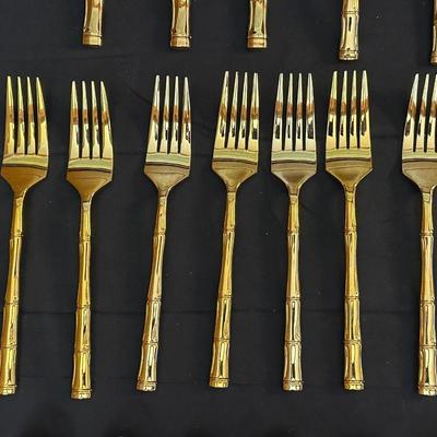 Gold Toned Bamboo Silverware Made in Japan
