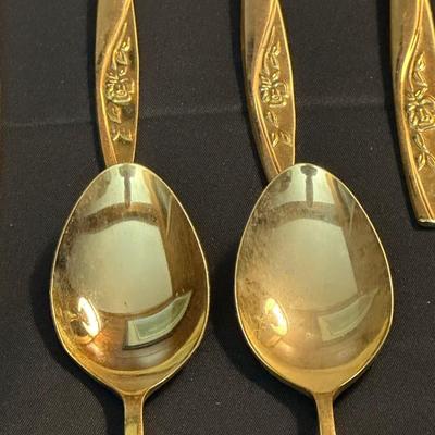 Gold Toned Bamboo Silverware Made in Japan