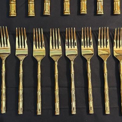 Gold Toned Bamboo Silverware Made in Japan