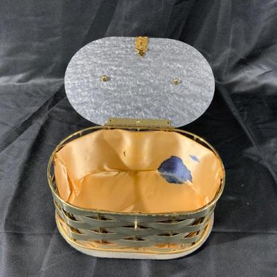 Vintage basket weave, silver and gold box purse..