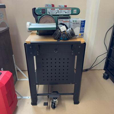 1142 Grizzly Mobile Tool Table With Grizzly Combo Sander G-0547