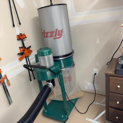 1147 9" Bench Top Band Saw With Grizzly Table & 1 HP Dust Collector Canister With Big Mouth Dust Hood and Stand