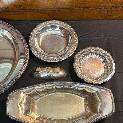 Large Lot of Silver Plated Dishes including a Butter Plate!