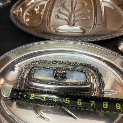 Large Lot of Silver Plated Dishes including a Butter Plate!