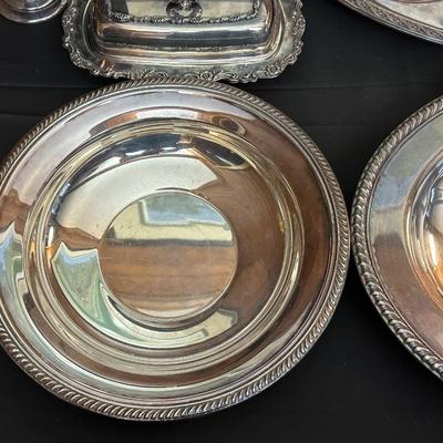 Large Lot of Silver Plated Dishes including a Butter Plate!