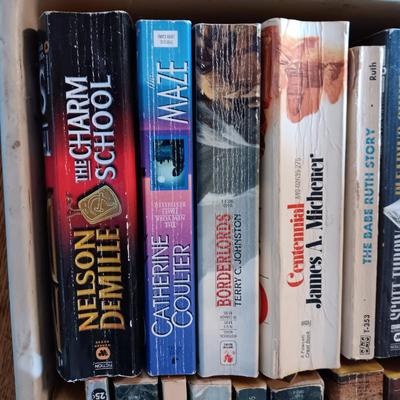 BOX OF SOFTBACK BOOKS AND WESTERN MAGAZINES