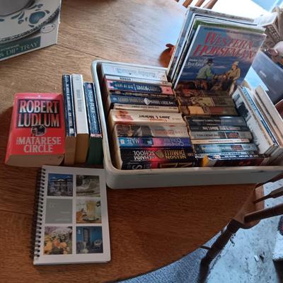 BOX OF SOFTBACK BOOKS AND WESTERN MAGAZINES