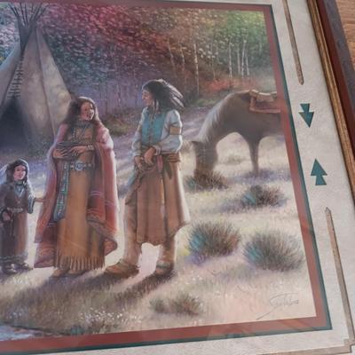SIGNED NATIVE AMERICAN THEMED PRINT