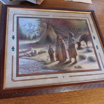 SIGNED NATIVE AMERICAN THEMED PRINT