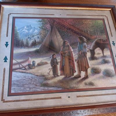 SIGNED NATIVE AMERICAN THEMED PRINT