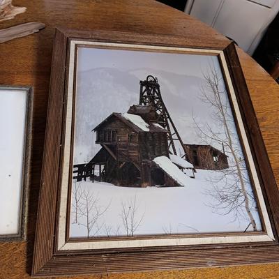 PENCIL SKETCH "THE ROPER" BY COON, ROAD RUNNER LIKE DRIFTWOOD AND A PICTURE OF A MINE
