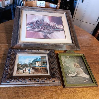 SIGNED PICTURE BY JOHN L MENDOZA, SIGNED OIL ON CANVAS AND AN ANTIQUE PICTURE OF A GIRL