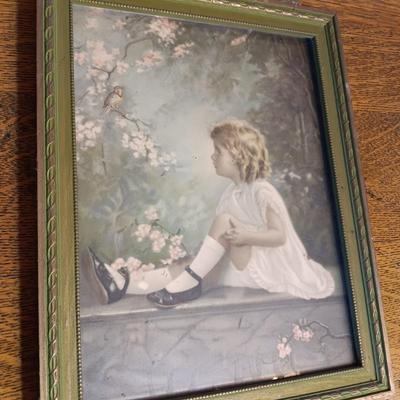 SIGNED PICTURE BY JOHN L MENDOZA, SIGNED OIL ON CANVAS AND AN ANTIQUE PICTURE OF A GIRL