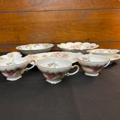 Lot of Rose Patterned China by Various Makers