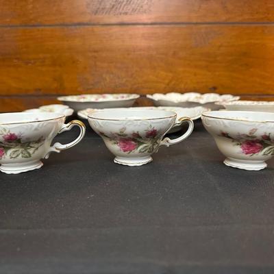 Lot of Rose Patterned China by Various Makers
