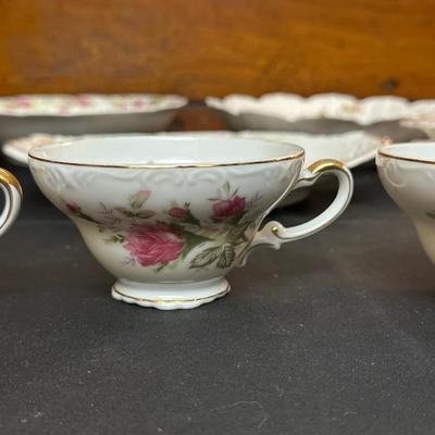 Lot of Rose Patterned China by Various Makers