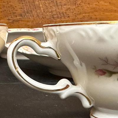 Lot of Rose Patterned China by Various Makers