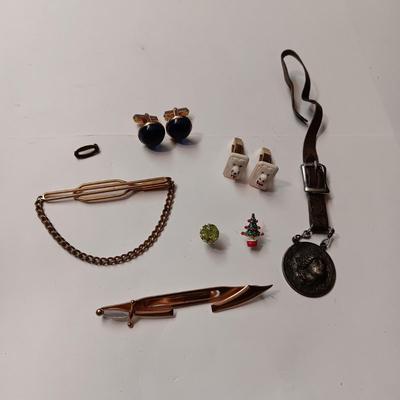 CUFFLINKS, TIE TACKS, TIE CLIPS AND POCKET WATCH STRAP