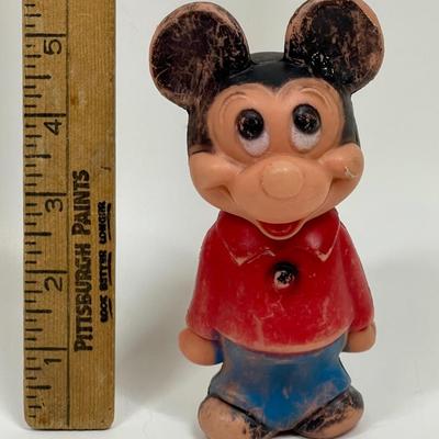 Vintage 60s Mickey Mouse Blow Mold Doll Toy Figure 5.75" Walt Disney Productions
