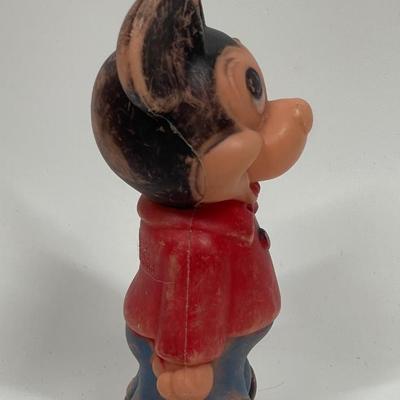Vintage 60s Mickey Mouse Blow Mold Doll Toy Figure 5.75" Walt Disney Productions