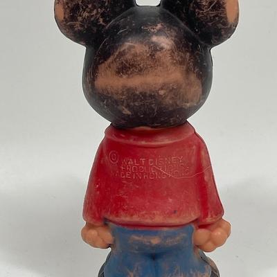Vintage 60s Mickey Mouse Blow Mold Doll Toy Figure 5.75" Walt Disney Productions