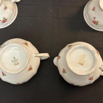 Bavaria Western Germany China Teacups & Plates, Creamer and Sugar Dish