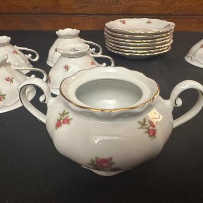 Bavaria Western Germany China Teacups & Plates, Creamer and Sugar Dish