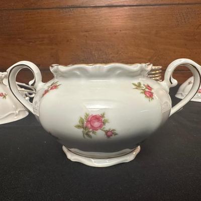 Bavaria Western Germany China Teacups & Plates, Creamer and Sugar Dish