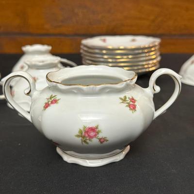 Bavaria Western Germany China Teacups & Plates, Creamer and Sugar Dish