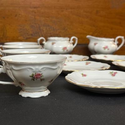 Bavaria Western Germany China Teacups & Plates, Creamer and Sugar Dish