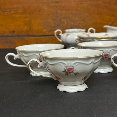 Bavaria Western Germany China Teacups & Plates, Creamer and Sugar Dish