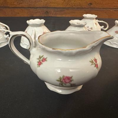 Bavaria Western Germany China Teacups & Plates, Creamer and Sugar Dish