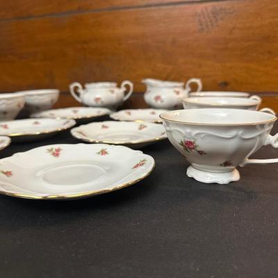 Bavaria Western Germany China Teacups & Plates, Creamer and Sugar Dish