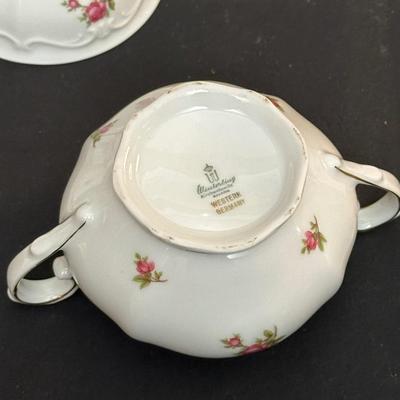 Bavaria Western Germany China Teacups & Plates, Creamer and Sugar Dish