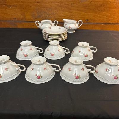 Bavaria Western Germany China Teacups & Plates, Creamer and Sugar Dish