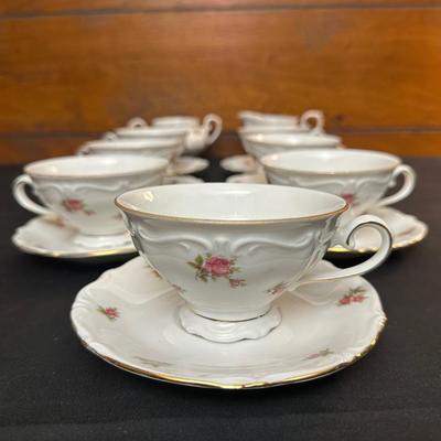 Bavaria Western Germany China Teacups & Plates, Creamer and Sugar Dish