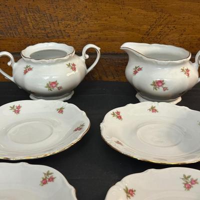 Bavaria Western Germany China Teacups & Plates, Creamer and Sugar Dish