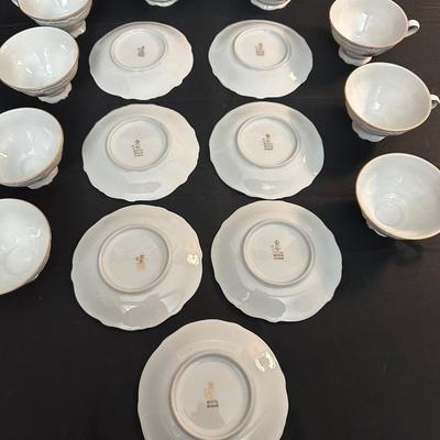 Bavaria Western Germany China Teacups & Plates, Creamer and Sugar Dish