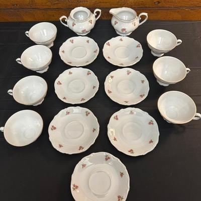 Bavaria Western Germany China Teacups & Plates, Creamer and Sugar Dish