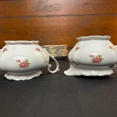 Bavaria Western Germany China Teacups & Plates, Creamer and Sugar Dish