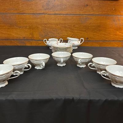Bavaria Western Germany China Teacups & Plates, Creamer and Sugar Dish