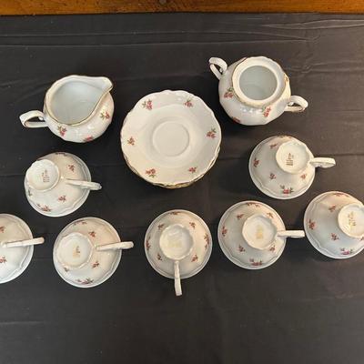 Bavaria Western Germany China Teacups & Plates, Creamer and Sugar Dish