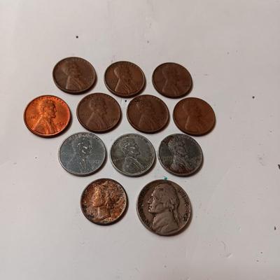 1945-W SILVER MERCURY DIME, 1930'S & 1940's WHEAT PENNIES (SEE DESCRIPTION)