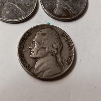 1945-W SILVER MERCURY DIME, 1930'S & 1940's WHEAT PENNIES (SEE DESCRIPTION)