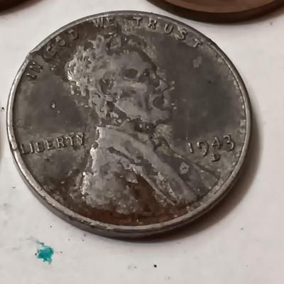 1945-W SILVER MERCURY DIME, 1930'S & 1940's WHEAT PENNIES (SEE DESCRIPTION)